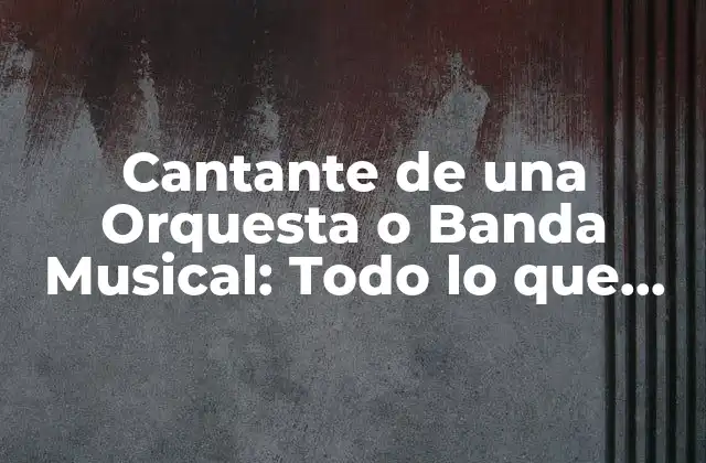 Cantante de una Orquesta o Banda Musical: Todo Lo que Necesitas Saber