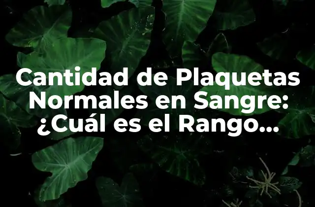 Cantidad de Plaquetas Normales en Sangre: ¿cuál es el Rango Normal?