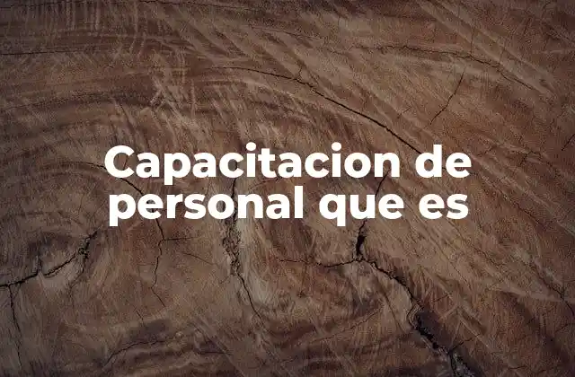 Capacitacion de Personal que es