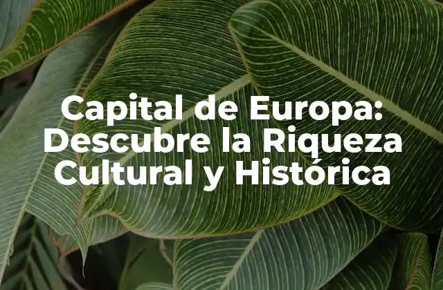 Capital de Europa: Descubre la Riqueza Cultural y Histórica