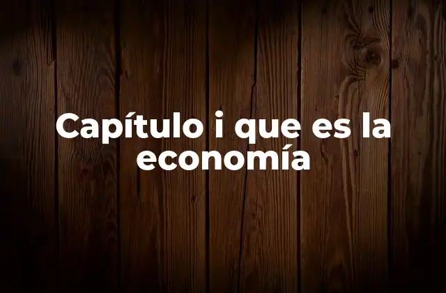 Capítulo I que es la Economía