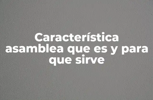 Característica Asamblea que es y para que Sirve