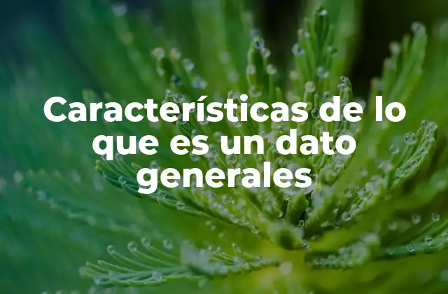 Características de Lo que es un Dato Generales 2 La importancia de la estructura y la clasificación de los datos