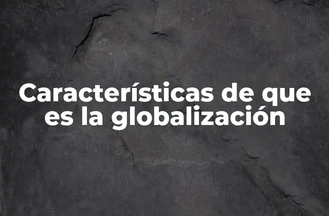 Características de que es la Globalización