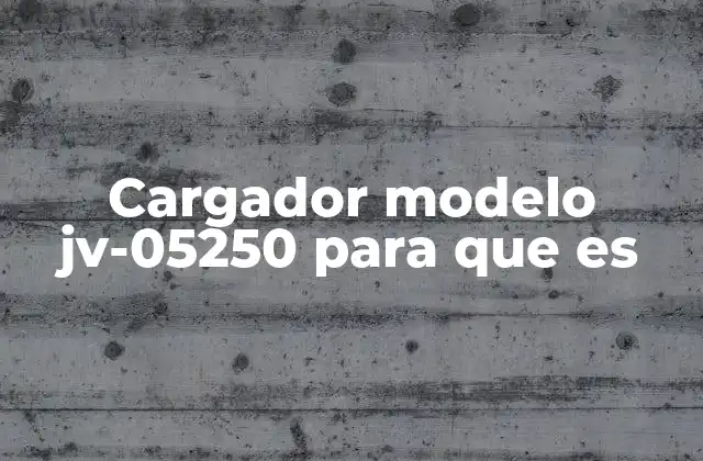 Cargador Modelo Jv-05250 para que es