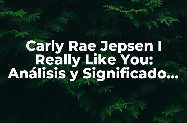 Carly Rae Jepsen I Really Like You: Análisis y Significado de la Canción