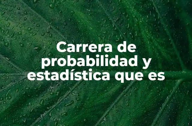 Carrera de Probabilidad y Estadística que es