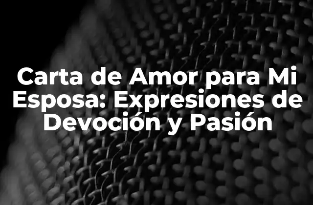 Carta de Amor para Mi Esposa: Expresiones de Devoción y Pasión