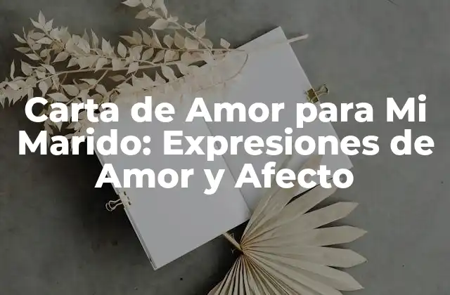 Carta de Amor para Mi Marido: Expresiones de Amor y Afecto