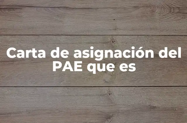 Carta de Asignación Del Pae que es