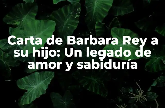 Carta de Barbara Rey a Su Hijo: un Legado de Amor y Sabiduría