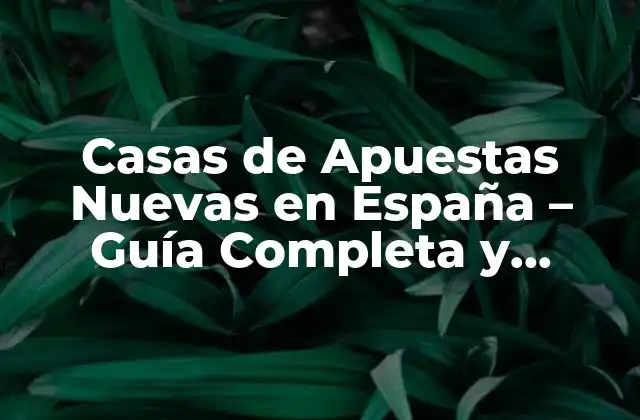 Casas de Apuestas Nuevas en España – Guía Completa y Actualizada
