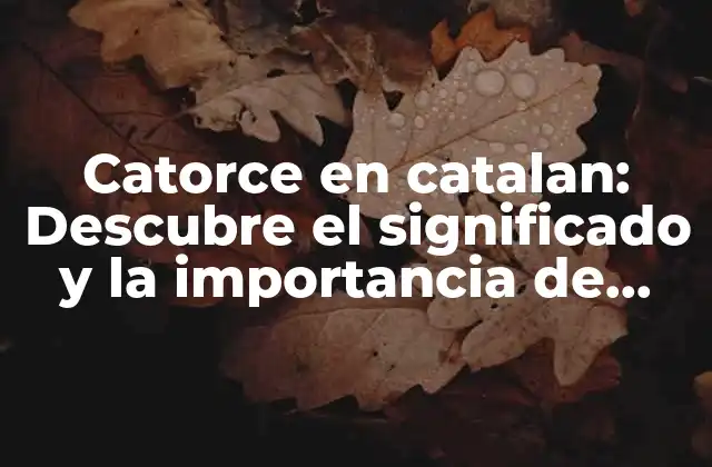 Catorce en Catalan: Descubre el Significado y la Importancia de Este Número en la Cultura Catalana