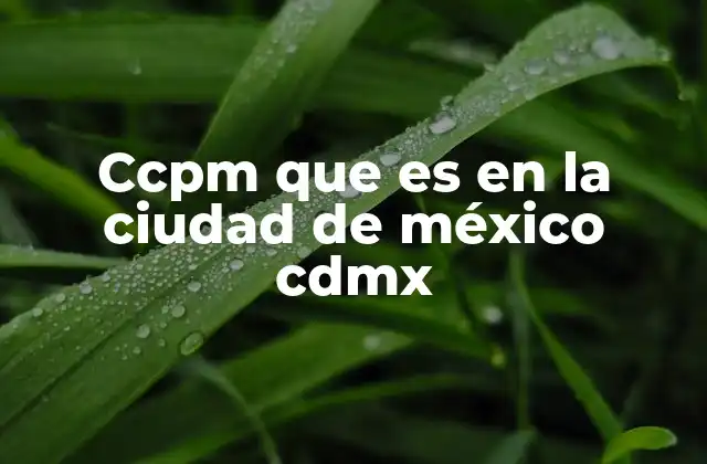 Ccpm que es en la Ciudad de México Cdmx