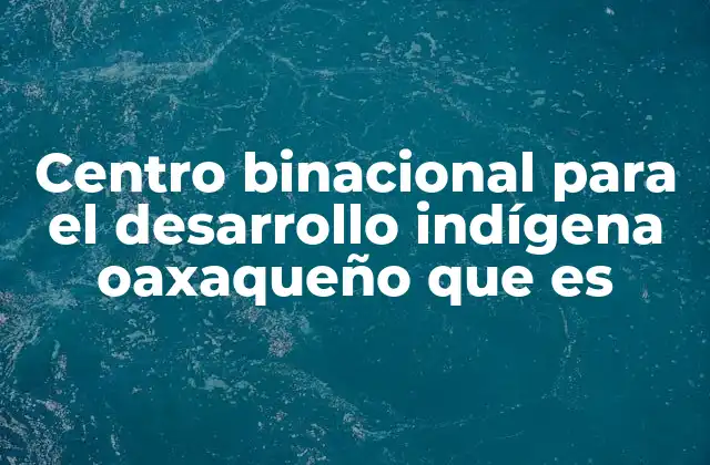 Centro Binacional para el Desarrollo Indígena Oaxaqueño que es