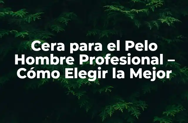 Cera para el Pelo Hombre Profesional – Cómo Elegir la Mejor