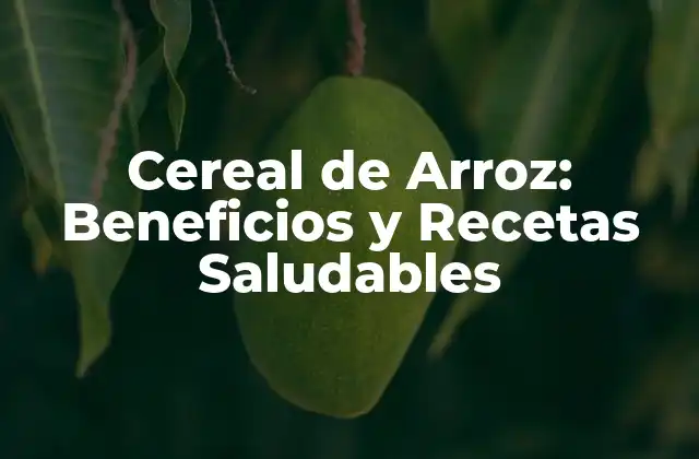 Cereal de Arroz: Beneficios y Recetas Saludables