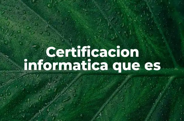 Certificacion Informatica que es