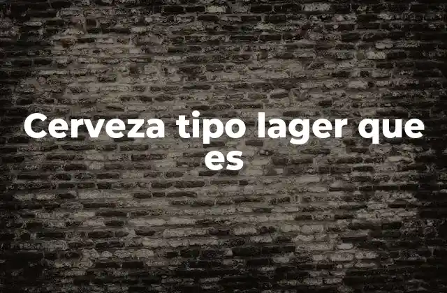 Cerveza Tipo Lager que es