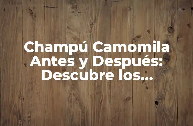 Champú Camomila Antes y Después: Descubre los Beneficios