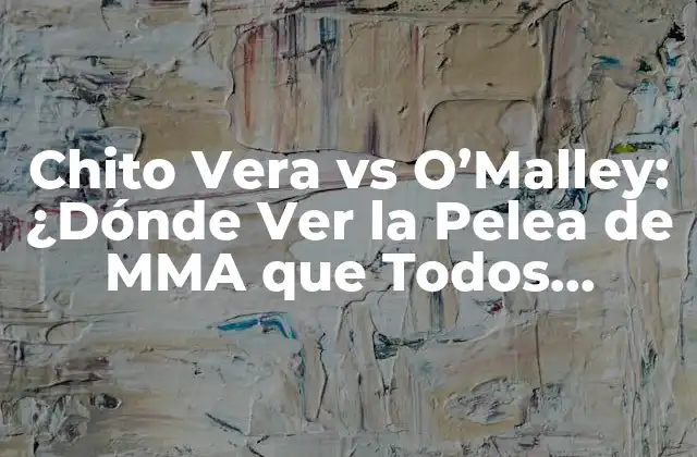 Chito Vera Vs O’malley: ¿dónde Ver la Pelea de Mma que Todos Hablan?