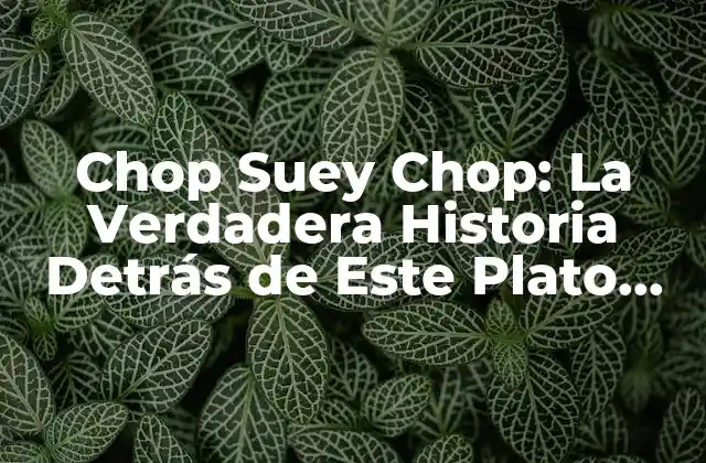 Chop Suey Chop: la Verdadera Historia Detrás de Este Plato Chino-americanizado
