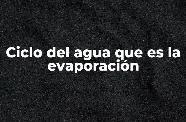 Ciclo Del Agua que es la Evaporación