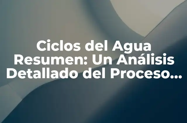 Ciclos Del Agua Resumen: un Análisis Detallado Del Proceso Hídrico