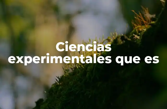 Ciencias Experimentales que es