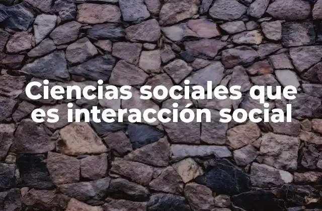 Ciencias Sociales que es Interacción Social