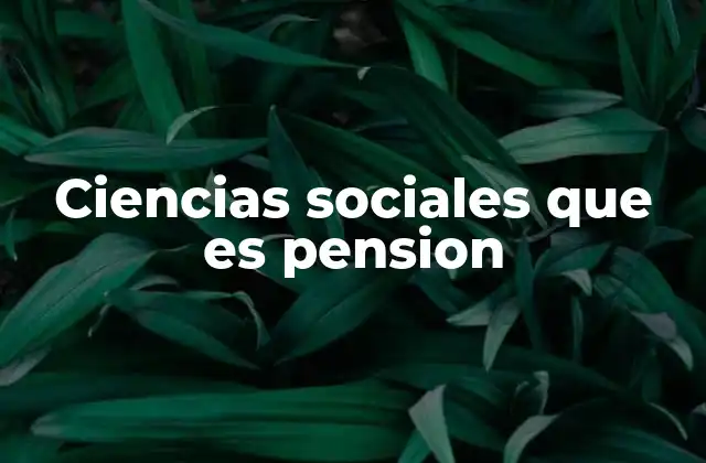 Ciencias Sociales que es Pension