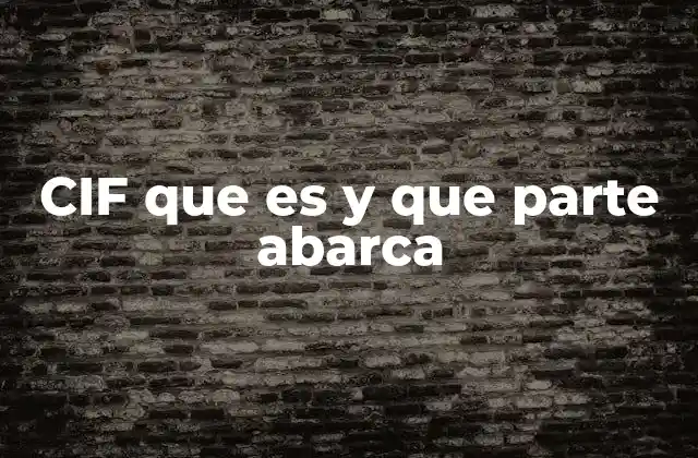 Cif que es y que Parte Abarca