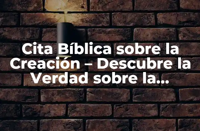 Cita Bíblica sobre la Creación – Descubre la Verdad sobre la Creación