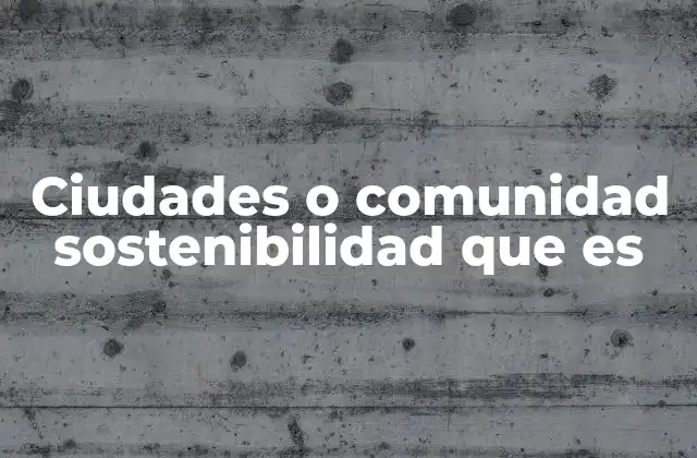 Ciudades o Comunidad Sostenibilidad que es