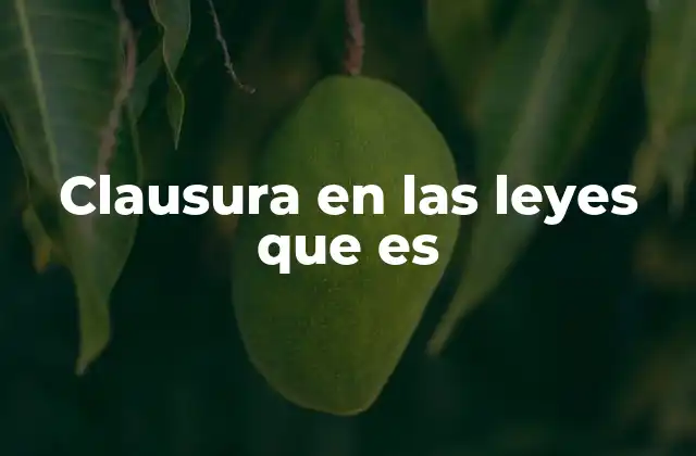 Clausura en las Leyes que es