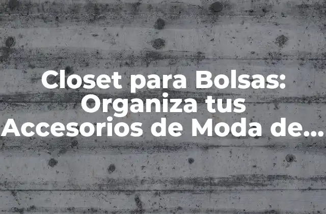 ¿Por qué Necesitas un Closet para Bolsas?