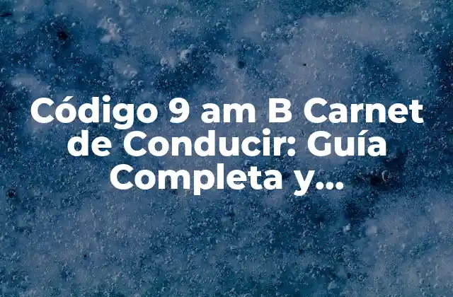 Código 9 Am B Carnet de Conducir: Guía Completa y Actualizada 2 ¿Qué es el código 9 am B en un carnet de conducir?
