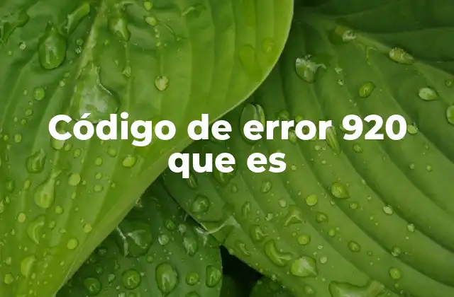 Código de Error 920 que es
