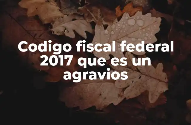 Codigo Fiscal Federal 2017 que es un Agravios