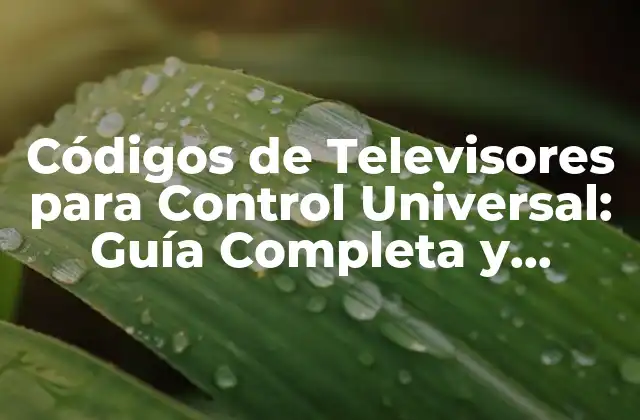 Códigos de Televisores para Control Universal: Guía Completa y Actualizada