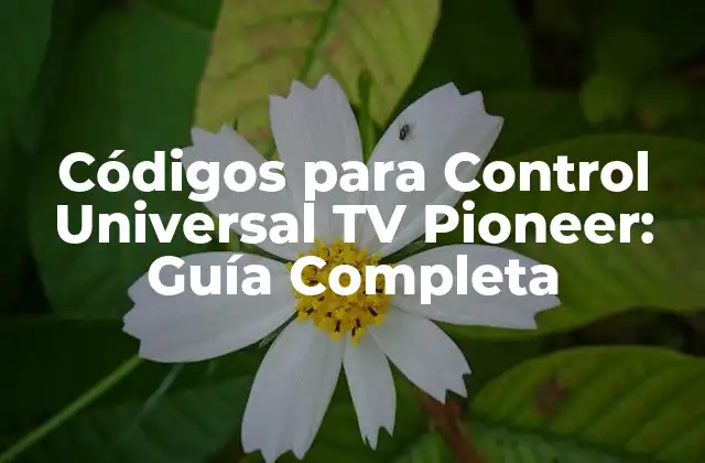 Códigos para Control Universal Tv Pioneer: Guía Completa
