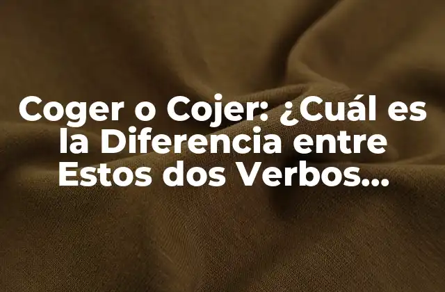 Coger o Cojer: ¿cuál es la Diferencia entre Estos Dos Verbos Españoles?
