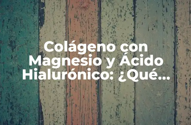 Colágeno con Magnesio y Ácido Hialurónico: ¿qué Beneficios Tiene para Tu Salud?