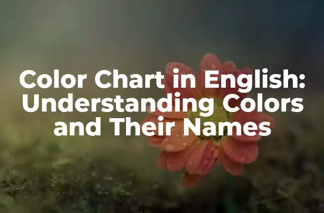 Color Chart In English: Understanding Colors And Their Names