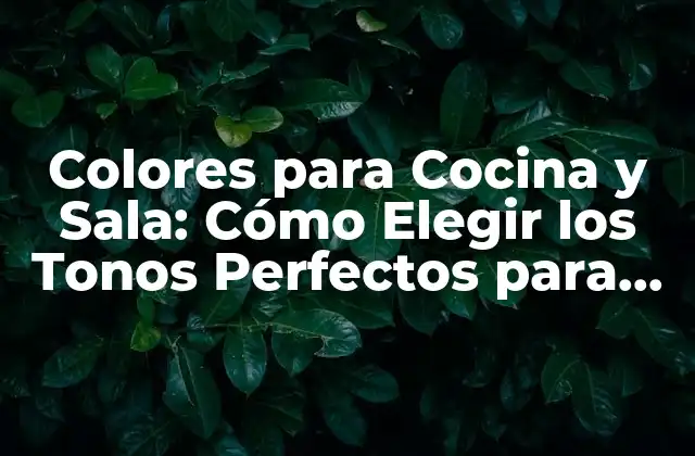 Colores para Cocina y Sala: Cómo Elegir los Tonos Perfectos para Tu Hogar