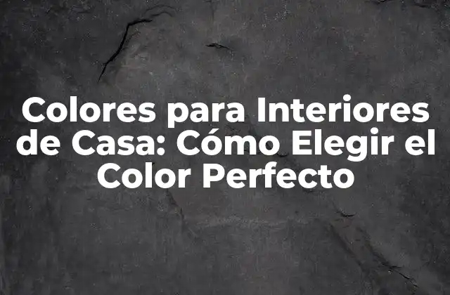 Colores para Interiores de Casa: Cómo Elegir el Color Perfecto