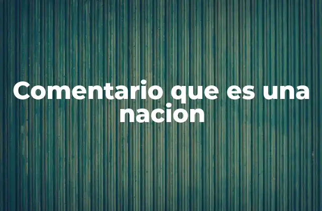 Comentario que es una Nacion