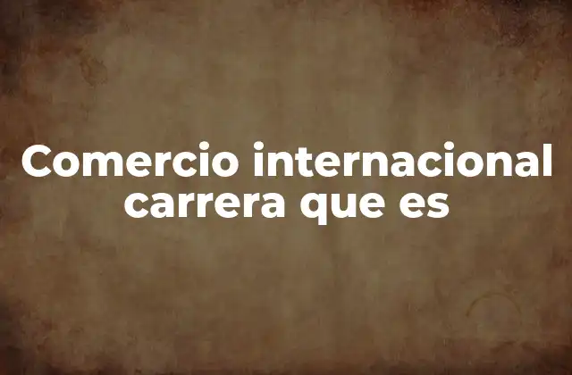 Comercio Internacional Carrera que es