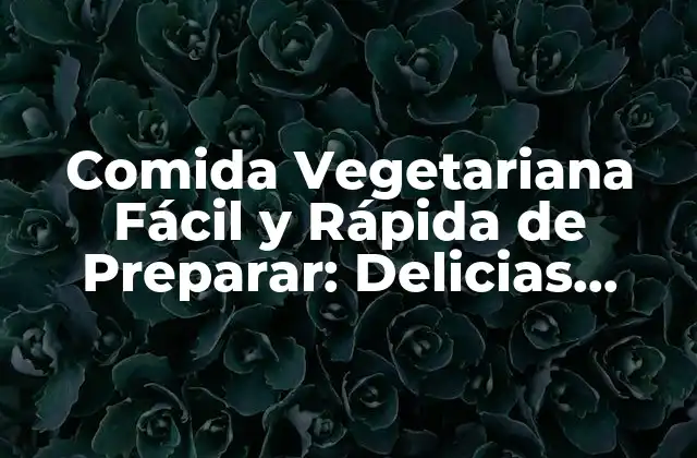Comida Vegetariana Fácil y Rápida de Preparar: Delicias Saludables en Minutos