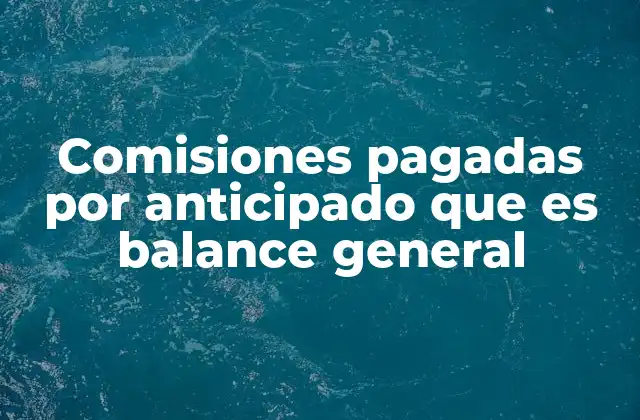 Comisiones Pagadas por Anticipado que es Balance General